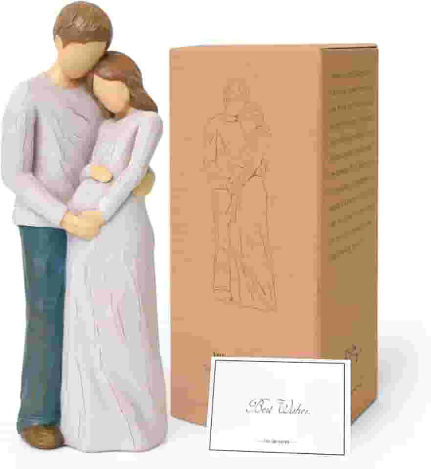 Lnrkai Presentes para mulheres grávidas, presentes para mães grávidas, presente de esposa grávida, presente de revelação de gênero, esculpido pintado à mão por novos pais