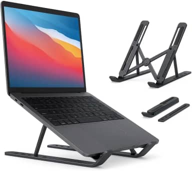 Suporte Portátil para Notebook e Tablet Liga em Alumínio Dobrável Altura Ajustável 7 Níveis Base Estável até 35kg Compatível com MacBook, Dell, Lenovo 10' a 17'