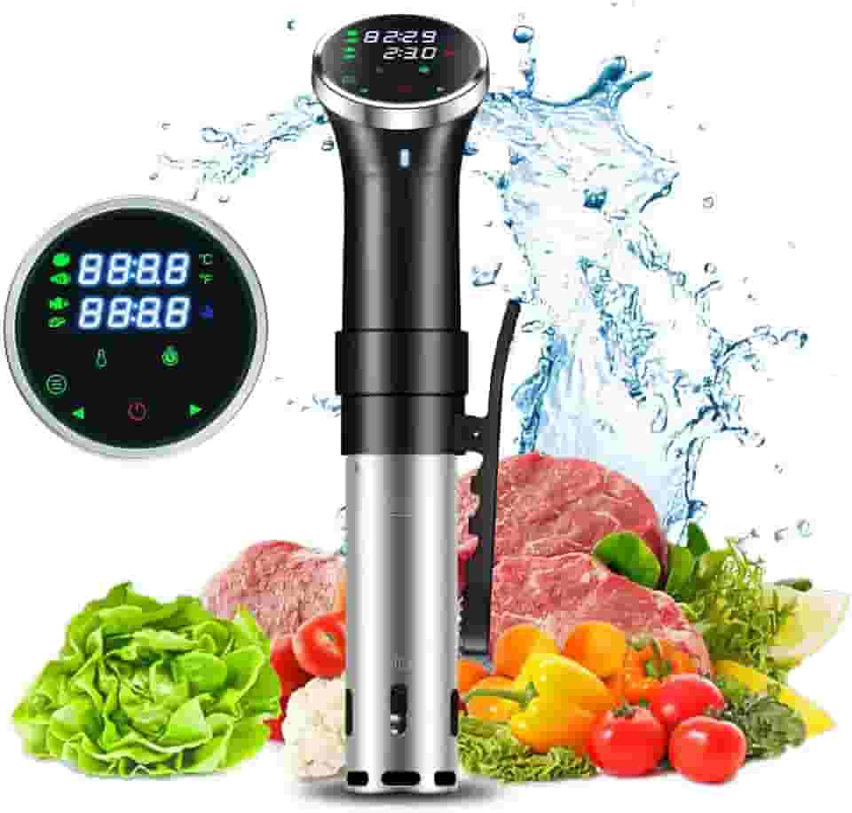Máquina Sous Vide Circulador de Imersão 1100 Watts Silencioso Tela LCD Controle Temperatura Preciso Cozinhador Precisão para Carne Peixe Ovos Legumes