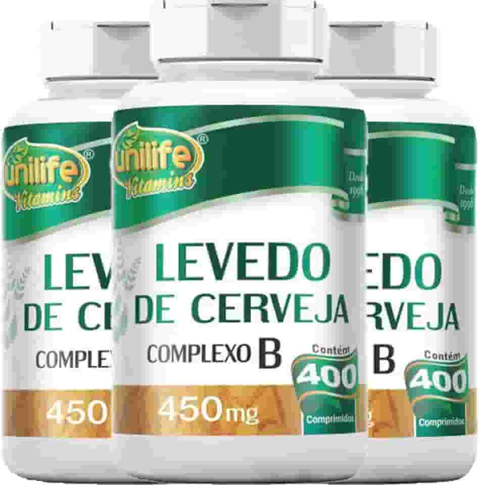 Kit 3 Levedo de cerveja complexo B 400 cápsulas Unilife