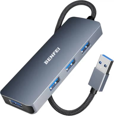 BENFEI Hub USB 3.0, divisor USB A de 4 portas, expansor ultrafino para mouse, teclado, pen drive, disco U, impressora, compatível com laptop, PC de mesa, Xbox, PS5 e mais