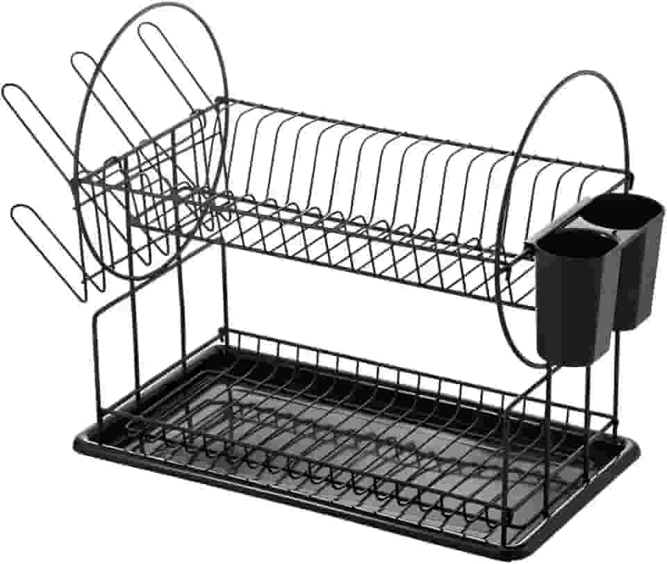 Escorredor de Louça e Pia Duplo em Aço Inox Que Não Enferruja - Organizador para Pratos, Talheres e Copos