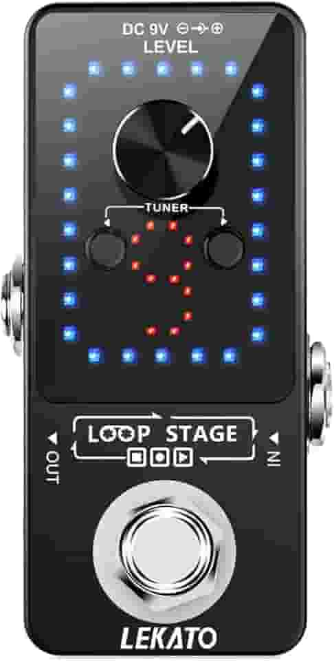 LEKATO Pedal de efeito de guitarra, looper pedal, afinador, função loop, estação de loop, 9 voltas, 40 minutos de tempo de gravação com cabo USB para baixo elétrico