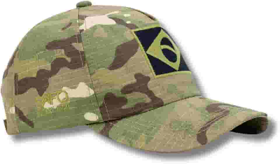 Boné Tático Patriota Safo - Bordado com Bandeira do Brasil, Confortável, Antimicrobiano e com Proteção UV50+ Estampa Militar, Resistência em Ripstop, Alta Durabilidade