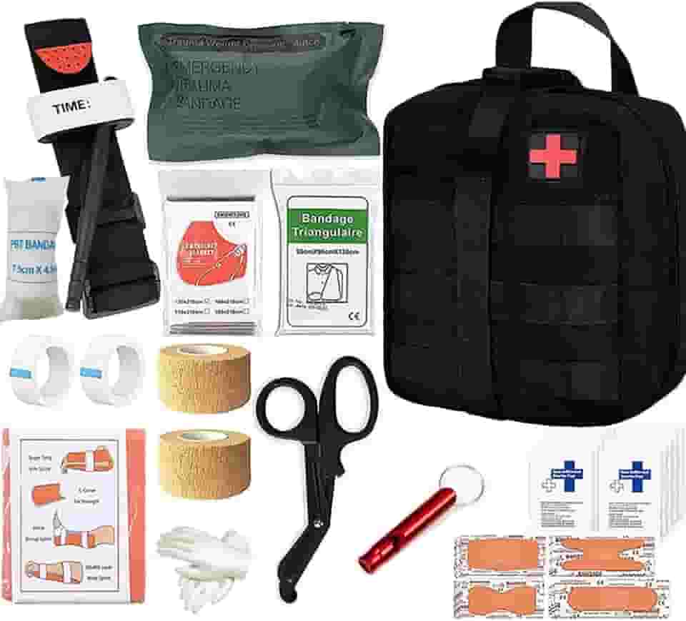Kit de primeiros socorros de sobrevivência IFAK EMT Molle com kit de torniquete, kits de emergência ao ar livre bolsa de trauma para acampamento, barco, caça, caminhadas, casa, carro e aventuras