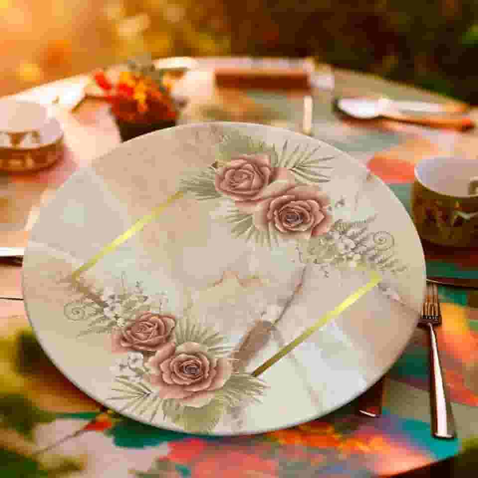 Capa Para Sousplat Jogo Americano de Flores Floral Microfibra 35cm Unidade (SFLS0003)