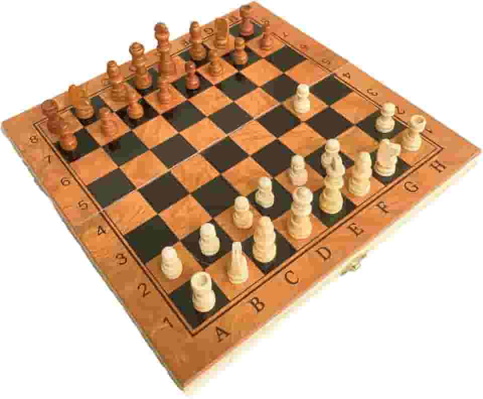 Jogo de Xadrez Tabuleiro Madeira Maleta Dobrável Portátil Brinquedo Educativo Infantil Peças (29 x 29 CM)