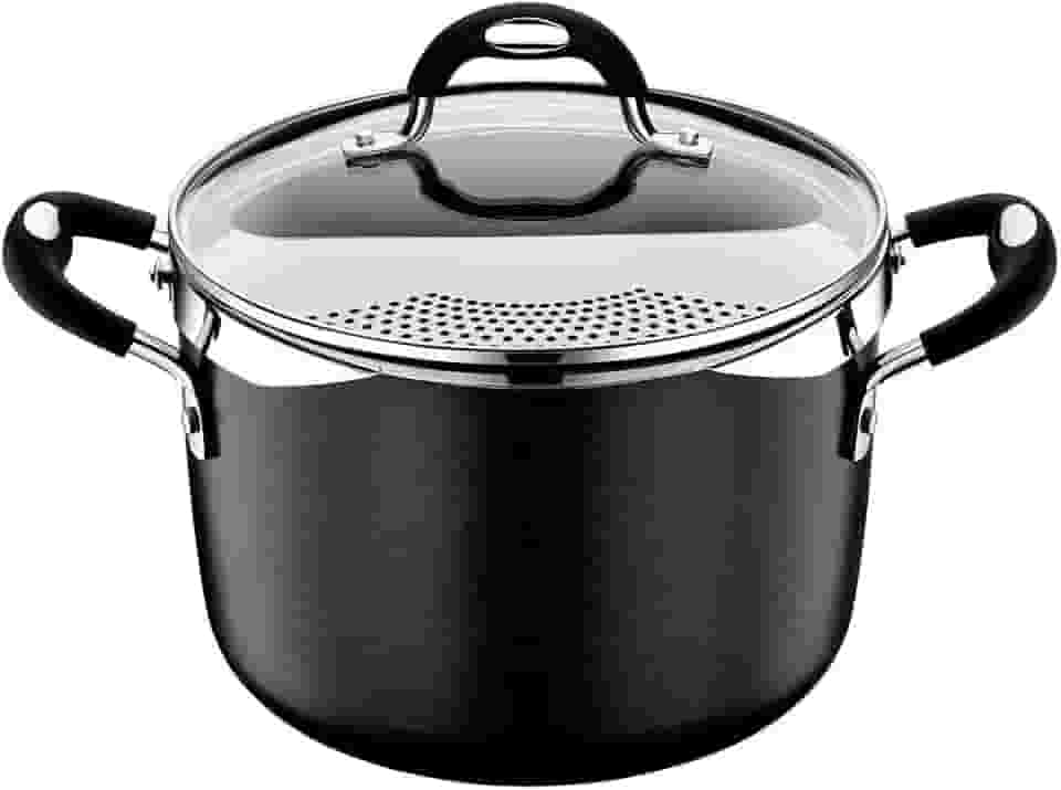 Espagueteira Tramontina Mônaco Induction Em Alumínio Com Revestimento Interno E Externo Antiaderente Starflon Premium Preto Com Tampa 22 Cm 5,4 L