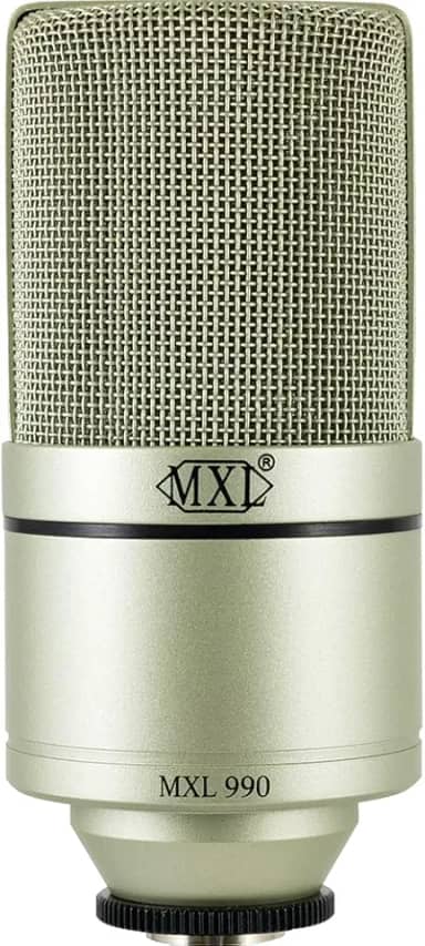 MXL Microfone condensador 990 para podcasts, canto, gravação de estúdio em casa, jogos e streaming | Som detalhado | XLR | Diafragma grande (champanhe)