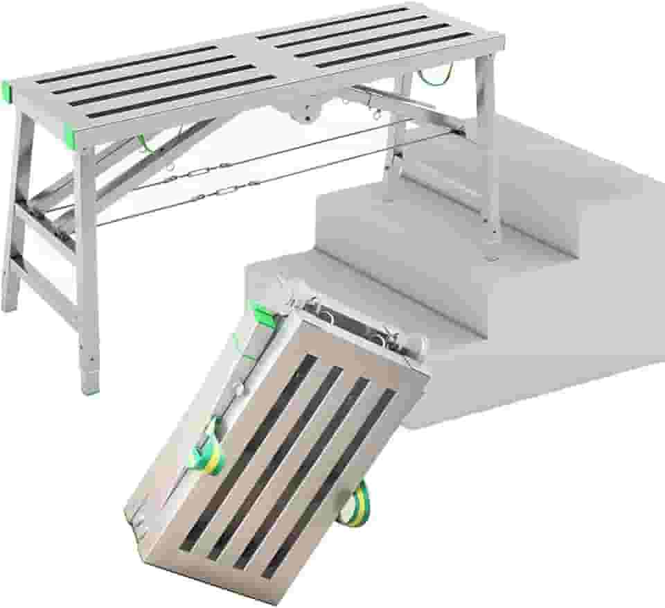Plataforma de trabalho multifuncional dobrável andaime torre escada banco de trabalho banco de trabalho com altura ajustável para reforma e manutenção da casa 5 engrenagens 39.9 cm largura B