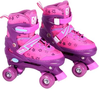 Patins Roller Ajustável Cadarço com Acessórios Rosa 38-41 DM Radical