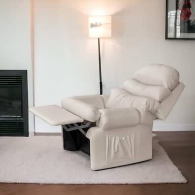 Poltrona do Papai Amamentação Reclinavel Sala Quarto Corino Corano Acolchoada Bege Top Sofas