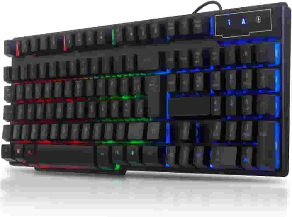 Teclado Semi Mecanico Gamer para PC, PS4, Computador, Notebook com Led Iluminado Rainbow Backlight USB