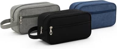 Necessaire Viagem Masculina Feminina com 2 Compartimentos, Alça Lateral, Alta Capacidade, Compacta, Resistente, Ideal para Banheiro, Cosméticos, Higiene Pessoal e Organizador de Mala (Azul)