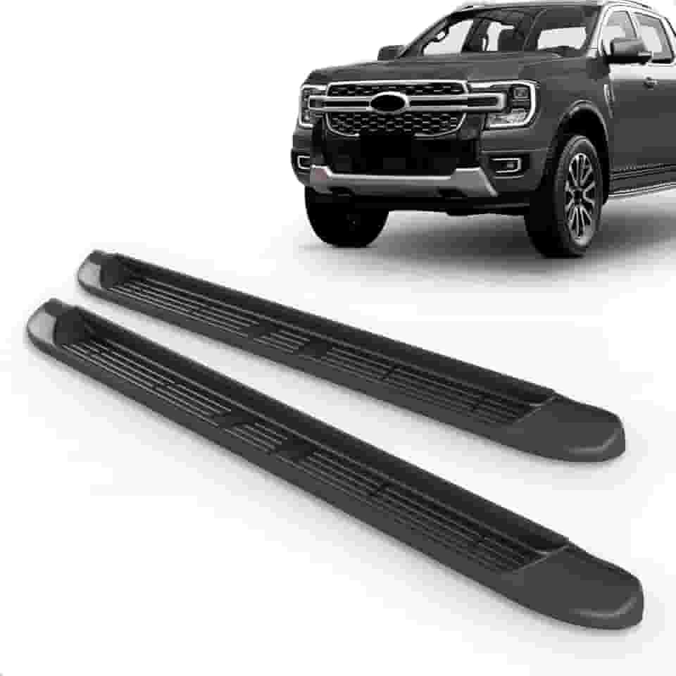 Par Estribo Lateral Ranger Cabine Dupla 2024 Injetado Antiderrapante Kit Fixação Incluso