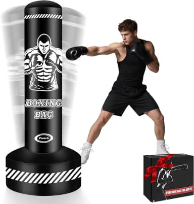 Saco de pancadas de pé para adultos e adolescentes, saco de pancadas independente de 177,8 cm, bolsa pesada, mulheres e homens, bolsa de boxe com suporte, para treinamento, MMA, fitness, casa