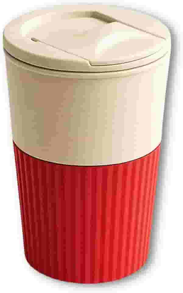 Copo de Café e Chá em Fibra de Bambu, 400ml, Reutilizável com Tampa, Ecológico, Portátil com Tampa rosqueável não cai, Ideal para Viagem, Home Office e Escritório