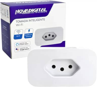 Tomada Inteligente Wi-Fi Novadigital Branco 10A Compatível Alexa e Googe Assistente