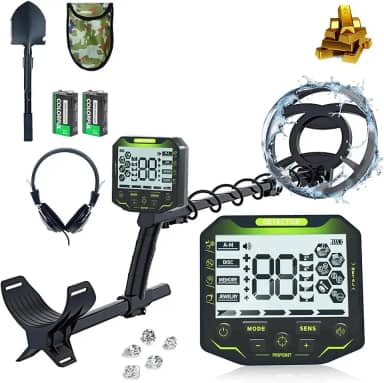 Detector de Metais, Detector de Metais, Detector de Metal e Ouro, Bobina à Prova D'água de 10 Polegadas, com Display LCD