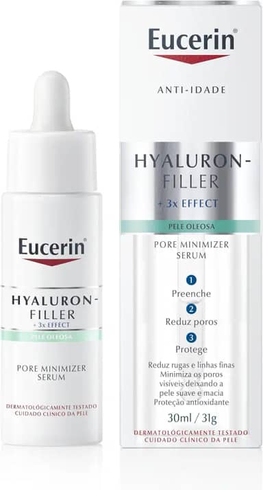 EUCERIN Sérum Facial Anti-idade Redutor de Poros 30ml, Pore Minimizer, Peles Oleosas, Hyaluron-Filler, Ácido Hialurônico, Antirrugas