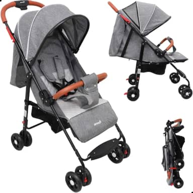 Carrinho De Bebê Compacto Vira Berço Até 15kg Dobrável - Benibee Avant (CINZA)