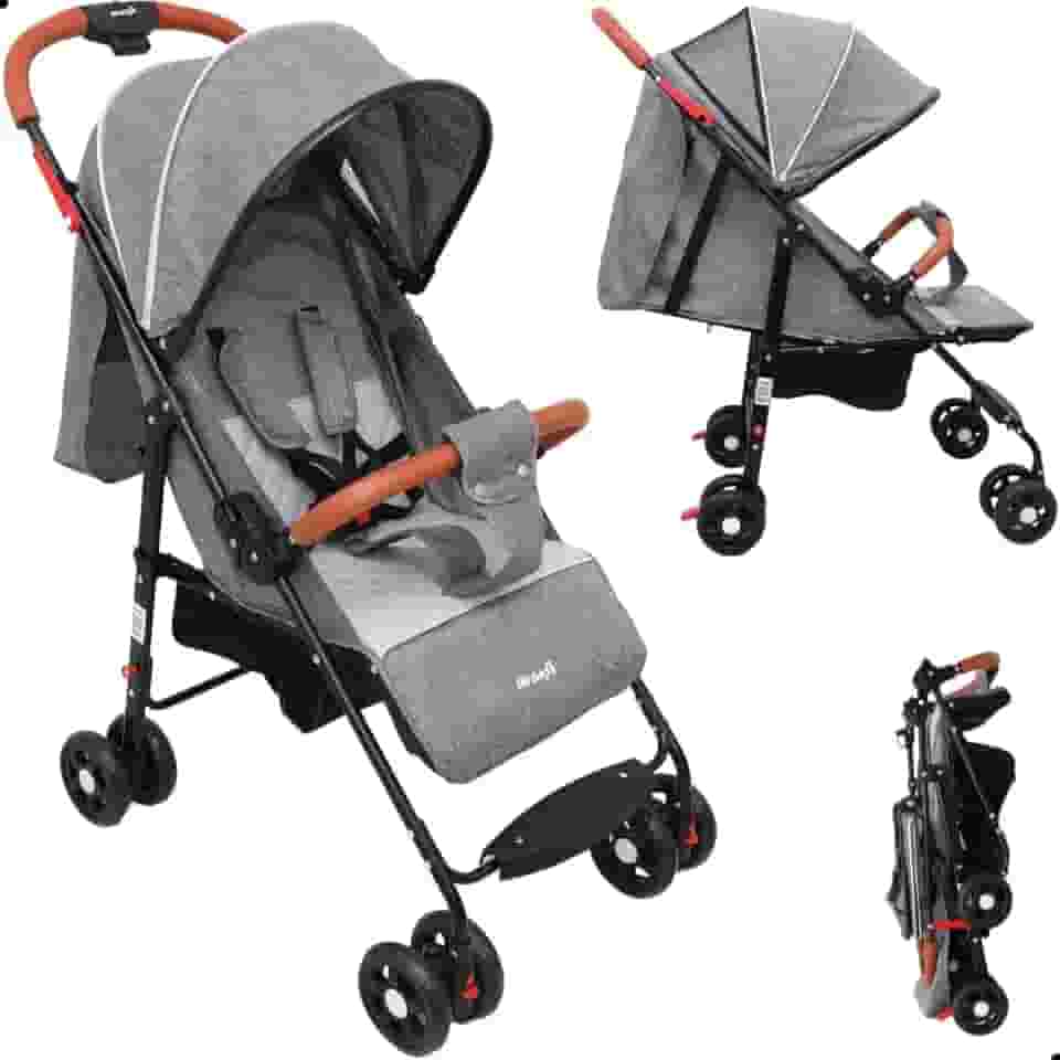 Carrinho De Bebê Compacto Vira Berço Até 15kg Dobrável - Benibee Avant (CINZA)