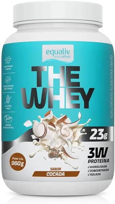 Equaliv The Whey 960g – Whey Protein Concentrado, Isolado e Hidrolisado para Ganho de Massa e Recuperação Muscular – Sabor Cocada, Adoçado Naturalmente