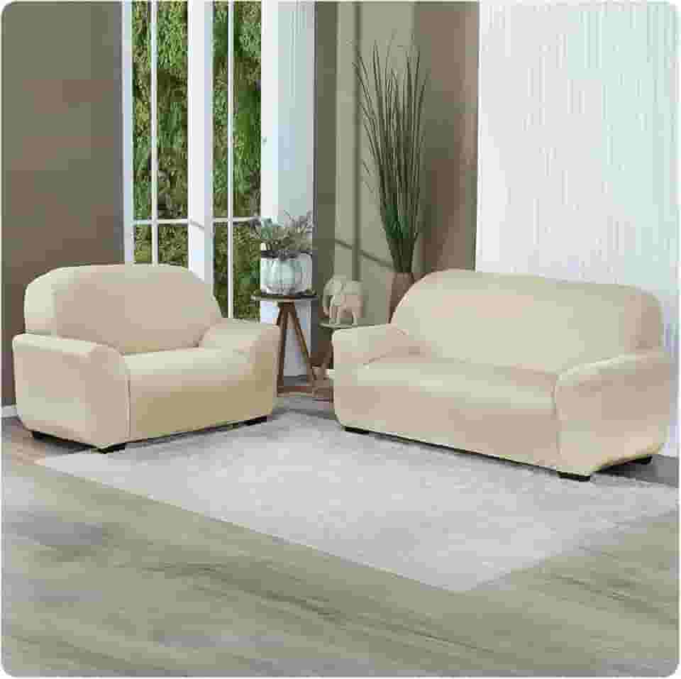 Capa Para Sofá Grossa em Malha Gel 2 e 3 Lugares Cores Diversas (Palha)