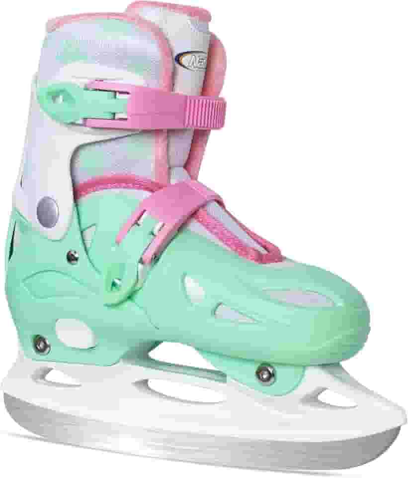 Nattork Patins de gelo para crianças, meninos, meninas, com revestimento de plástico resistente, patins ajustáveis, 4 tamanhos, essenciais para patinação ao ar livre, escolha perfeita, rosa, azul,