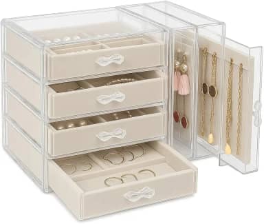 Porta-Joias 6 Gavetas em Acrílico Transparente – Organizador de Joias, Brincos, Colares e Bijuterias – Expositor com Design Moderno e Elegante