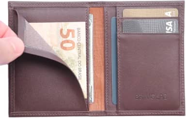 Carteira Masculina Vertical Slim Porta Cartões CNH RG (Marrom)