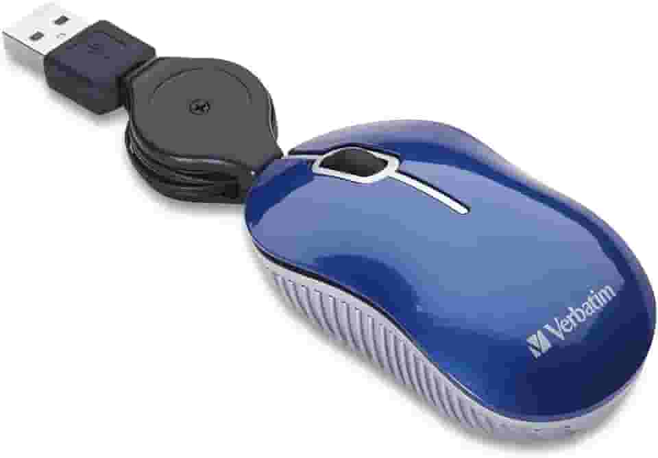 Verbatim Mini mouse óptico USB-A com fio – Plug & Play Mouse de viagem pequeno com fio – Azul 98616