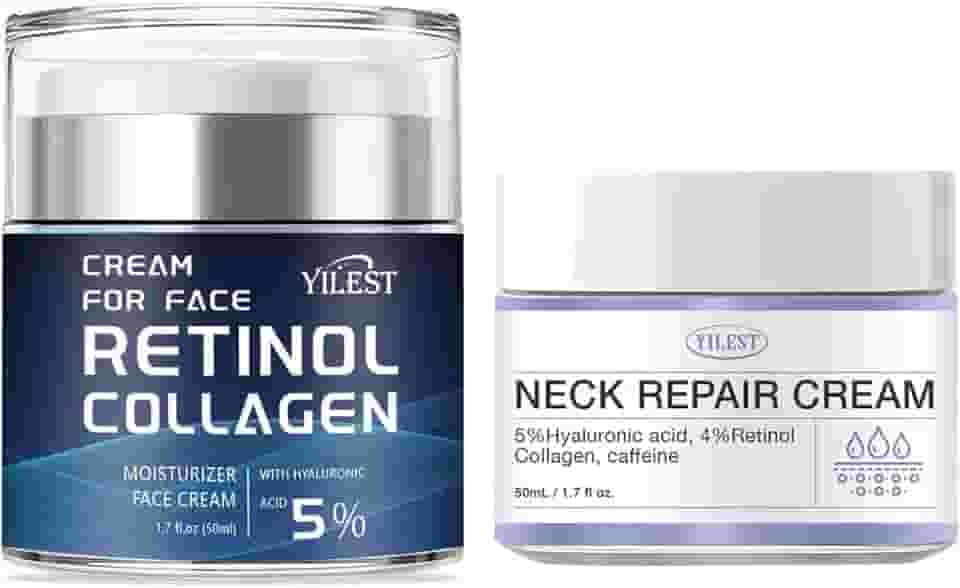 Creme firmador de pescoço e creme facial de retinol para antirrugas, 2 unidades de creme de pescoço e creme facial de retinol para apertar a pele flácida e hidratar, ajuda a reduzir linhas finas e