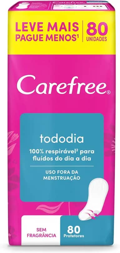 Carefree Protetor Diário Todo Dia sem Perfume 80 unidades
