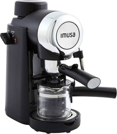 IMUSA Máquina de café expresso e cappuccino, 4 xícaras, preta, 800 watts