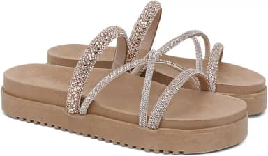 Sandália Papete Feminina Flatform Plataforma Strass Brilho Numeração Especial até 41/42