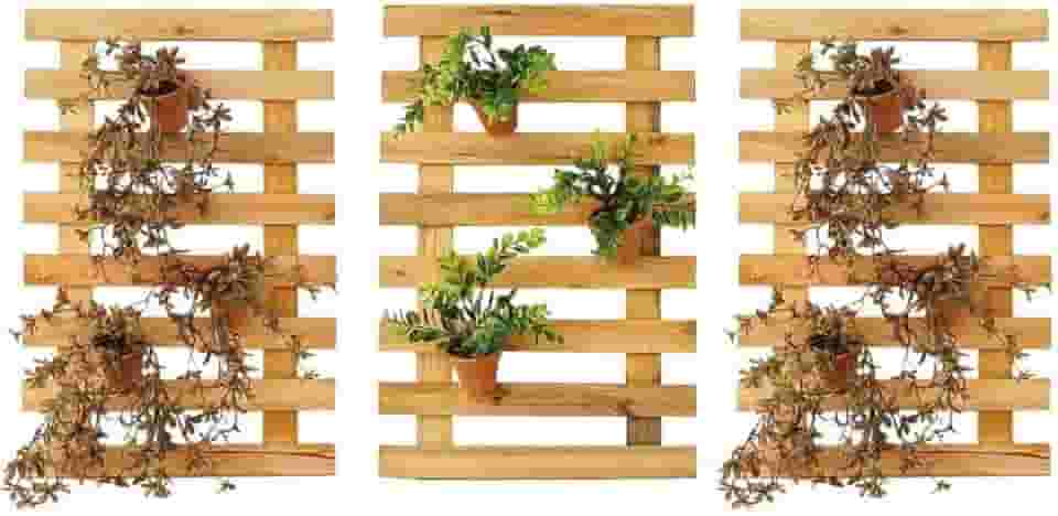 Kit 3 Floreira Treliça Madeira 60x40 Jardim Vertical Horta