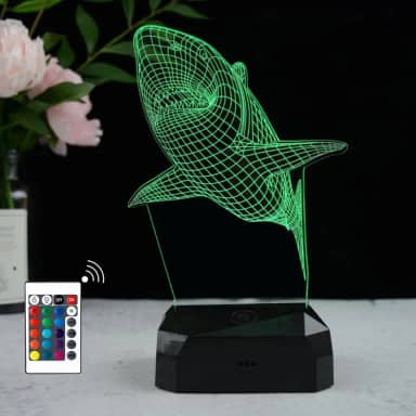 Abajur Luminária Decoração Led 3d 16 Cores Quarto Sala Escritório Para Presente (Tubarão)