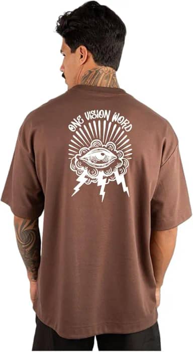 Camiseta Oversized Masculina Streetwear Trace Black Vision 100% Algodão Premium 30.1 Penteado