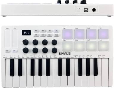 25 Teclado Controlador Midi Usb Teclas,Teclado controlador USB com 8 pads de bateria retroiluminados e produção musical