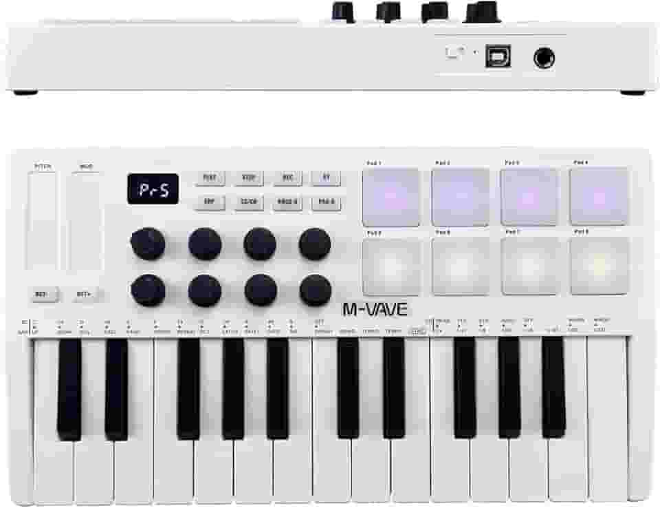 25 Teclado Controlador Midi Usb Teclas,Teclado controlador USB com 8 pads de bateria retroiluminados e produção musical