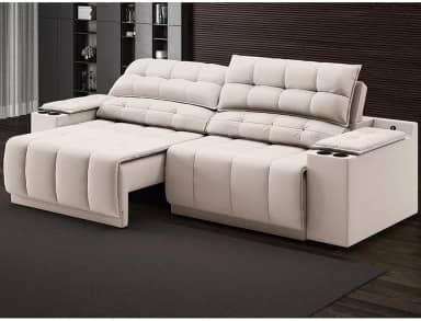 Sofá com Usb Retrátil e Reclinável Samurai Areia 2,00m