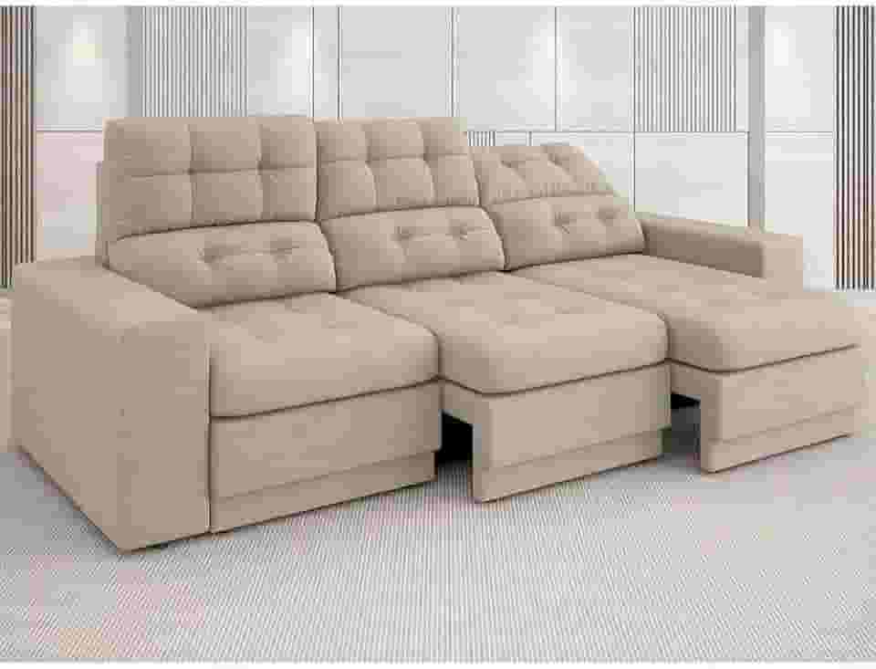 Sofá 3 Lugares Assento Retrátil e Reclinável Jobim-legacy Sofas - Areia