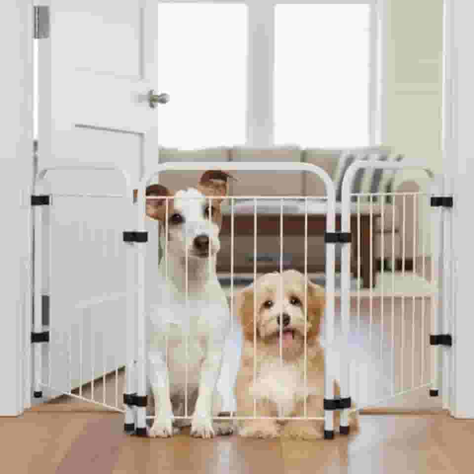 Cercado Grade Cercadinho Portátil Dobrável 3 5 7 Módulos Modular Proteção Pets Filhotes Cachorro Gato Coelho Animais 50 cm Altura (Branco, 3 Módulos)