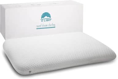 Travesseiro Dlight Bedding com espuma viscoelástica com gel fino, super macio, fino e plano para alinhamento giratório, perfeito para quem dorme com estômago e nas costas, CertiPUR-US, Branco, Slim-3.4 Inch, 1