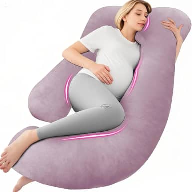 Chilling Home Travesseiros de gravidez para dormir - Travesseiro de corpo inteiro em forma de U 147 cm - Necessário para mulheres grávidas com capa removível, rosa