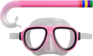 JustGoFit Máscara Snorkel Infantil Rosa Para Mergulho Recreativo Infantil Com Respirador Anatômico