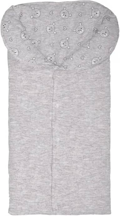 Porta Bebê Saco De Dormir Malha Menino e Menina (Cinza Ursos)