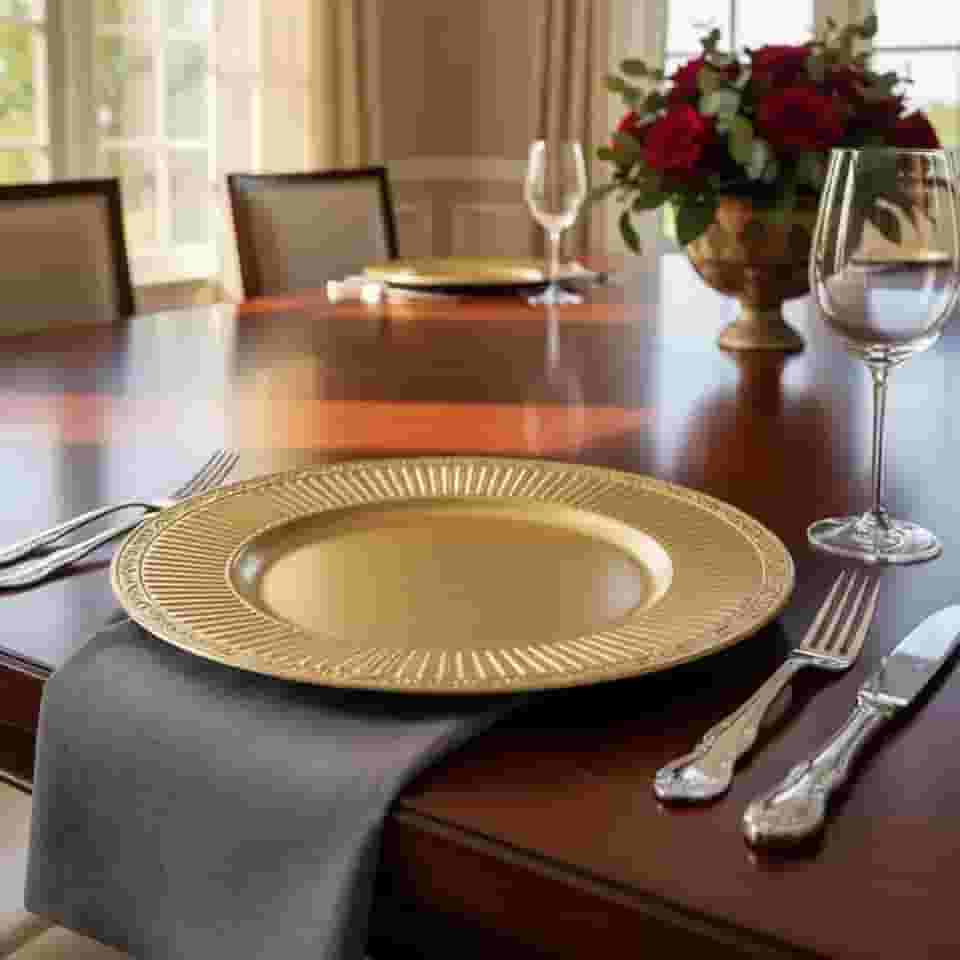 Conjunto Sousplat Redondo Dourado Polipropileno Rafimex KIT 6