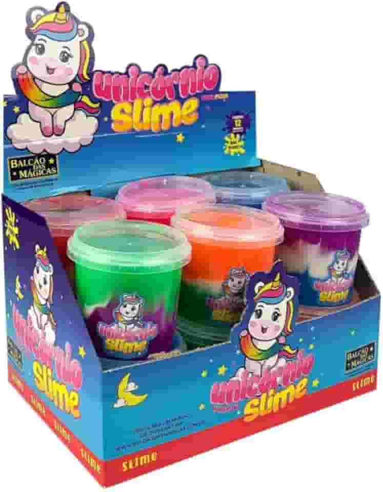 Kit 12 unidades de Slime Unicórnio Puxa Puxa Divertido, Amoeba - Estique, Modele e Solte a Imaginação com Slime Colorido e Textura Incrível, Cores Sortidas, Criança, Festa, Não gruda
